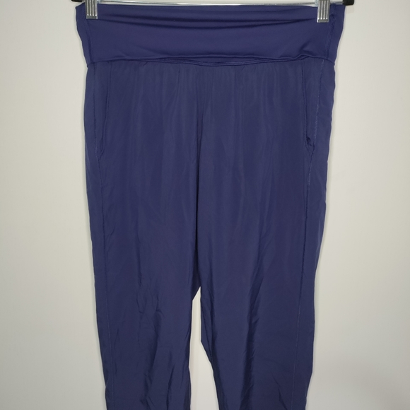 Lululemon Navy Blue Cinch Puff Pant Leg Capris Leggings Foldable Waist Band Sz 8 - Picture 2 of 7